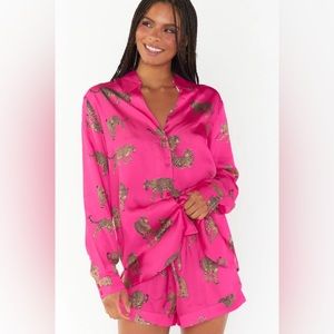 COPY - NWT SHOW ME YOUR MUMU early riser pj set in fuschia feline fine silky si…